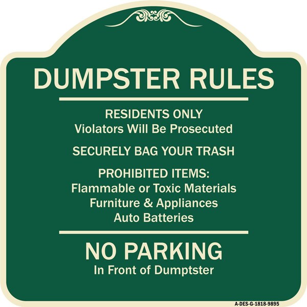 Designer Series-Residents Only Violators Prosecuted Bag Your Trash No Parking